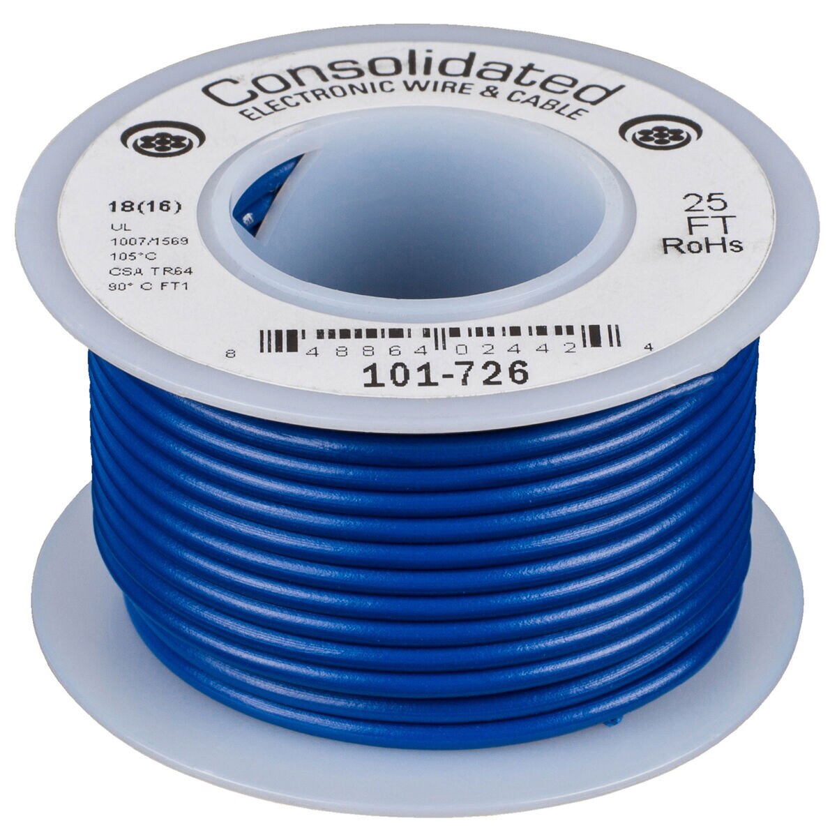 Consolidated Stranded 18 AWG HookUp Wire 25 ft. Blue UL Rated